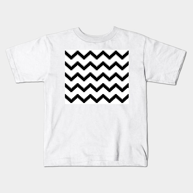 Zigzag geometric pattern - black and white. Kids T-Shirt by kerens